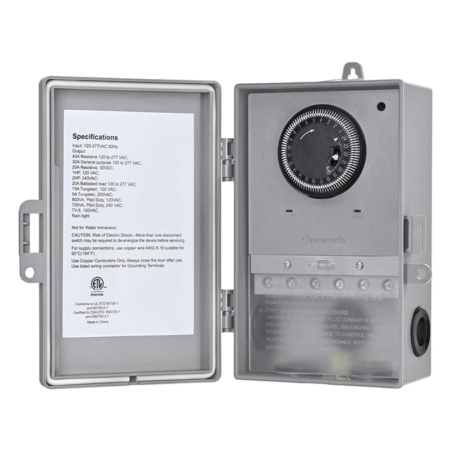 Temporizador para piscina DEWENWILS, temporizador mecánico, 2 HP, 40 A, 120-277 V
