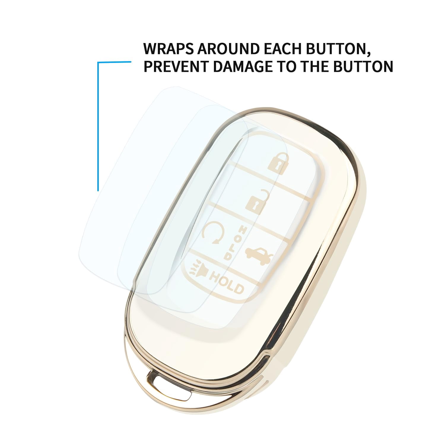 for Honda Key fob Cover, Soft TPU Car Key Case Protector with Leather Keychain Compatible with 2022 2023 2024 2025 Honda Accord Civic HR-V CR-V Pilot Odyssey smart Remote Key