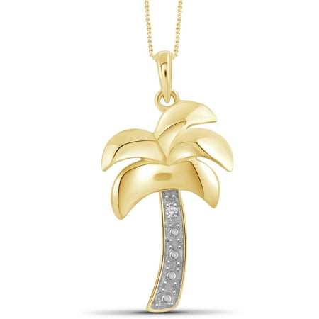 jewelersclub 14kt plated accent palm pendant diamond tree gold walmart
