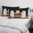 thumbnail image 3 of Cute Ghosts Pillow Covers, Linen Long Throw Pillow Case, Autumn Orange Napkins Harvest Black Night Holiday Pillow Protector Decorative Cushion Cover for Living Room/Bedroom 20" x 26", 3 of 8