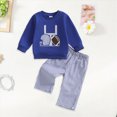 thumbnail image 2 of sdbrld 4T Toddler Boys All Season Embroidery Sweatshirt Top Jogger Pants 2PCS Soft Winter Matching Outfit Set,Sizes 12-18 Months, 2 of 8