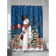 thumbnail image 5 of Navy Blue Snowman Christmas Small Stall Shower Curtain, Waterproof Shower Curtains for Bathroom, Xmas Tree Ball Snowflake Elk Washable Fabric Cloth Bath Curtain for Bathtub with Hooks 36x78 Inches, 5 of 6