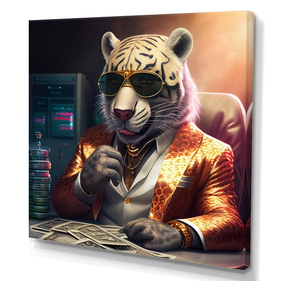 Designart Stylish Tiger Gambling II Canvas Wall Art