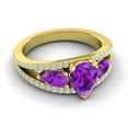 thumbnail image 3 of 2.00 Ct Pear Shape Amethyst Gemstone & Natural Diamond Sparkle Wedding Ring for her Solid 14K Yellow Gold Size 6.5 by Diamond-Capitals, 3 of 8