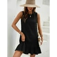 thumbnail image 2 of Women's Ruffle Hem Sleeveless Tank Dress Round Neck Casual Smock Summer Mini Dresses, 2 of 11