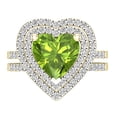 thumbnail image 2 of Dazzlingrock Collection 8mm Heart Peridot & Round White Diamond Double Halo Engagement Ring Set for Women (0.65 ctw, Color I-J, Color I1-I2) in 18K Yellow Gold, Size 4, 2 of 5
