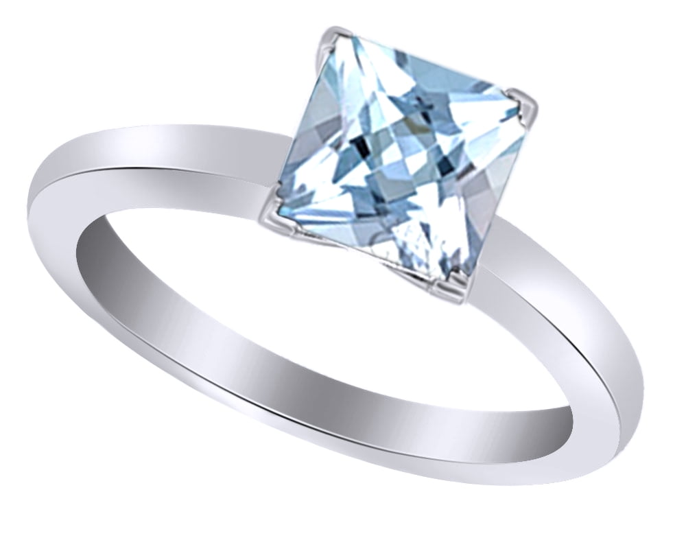 Jewel Zone US Oval Cut Simulated Aquamarine Solitaire Ring in 14k White Gold Over Sterling Silver 2.75 Cttw 