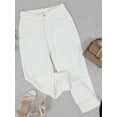 thumbnail image 2 of Feinuhan Women's High Waisted Frayed Ripped Knee Distressed Loose Denim Jeans Pants, Off White, Small, 2 of 6