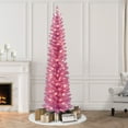 thumbnail image 4 of 7 ft Pre-Lit Pink Tinsel Artificial Tree, 4 of 7