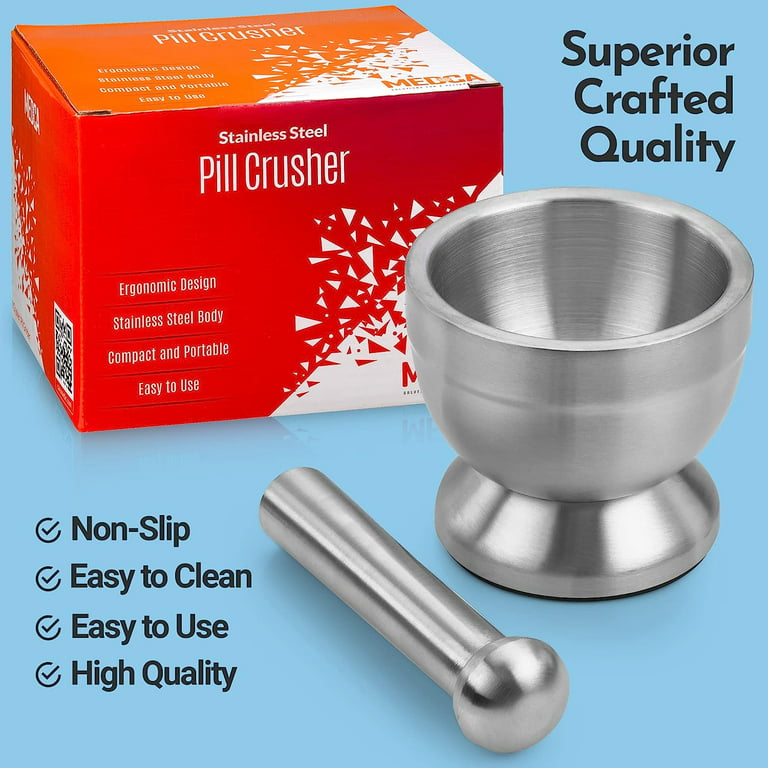MEDca Pill Crusher 304 Food Grade Stainless Steel Mortar Pestle Medicine  Grinder Set 