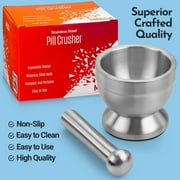 MEDca Stainless Steel Pill Crusher Mortar Pestle, 3.7 L x 5.5 H - Silver