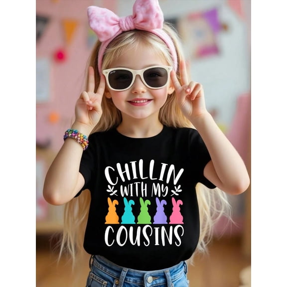 Chillin With My Cousins Funny Cute Family Happy Easter Day Kids T-Shirt Graphic T-shirts for boys and girls