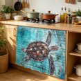 thumbnail image 6 of Coastal Sea Turtle Cabinet Curtain 35"Wx35"L,Dustproof Under Sink Skirt with Self Adhesive Tape,Blue Nautical Summer Beach Vintage Cabinet Curtain Cover for Kitchen Sink,Bathroom Vanity,Laundry Room, 6 of 9