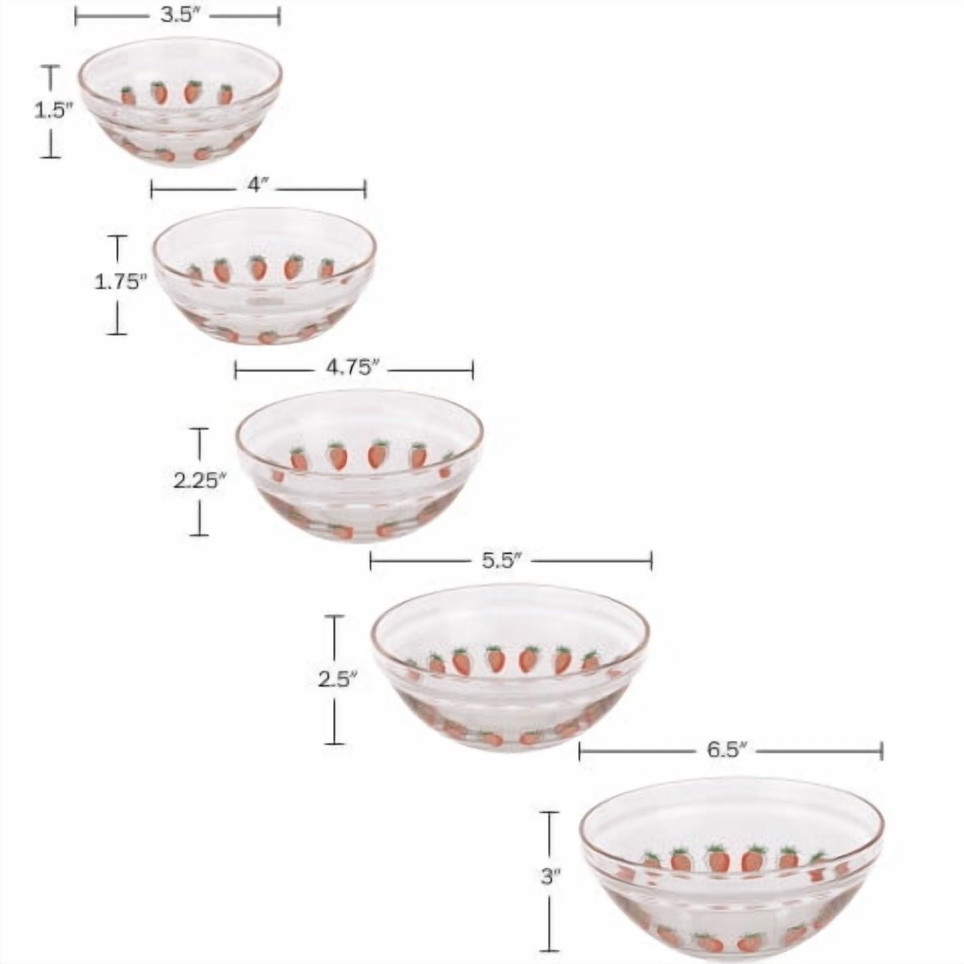Chef Buddy 20-Piece Clear Fruit Design Glass Food Storage Bowl and Lids Set