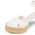 thumbnail image 4 of YDN Women Open Round Toe Espadrilles Block High Heels Platform Cross Strap Buckled Sandals Fashion Dressy Outdoor Shoes Size 10.5 White, 4 of 4