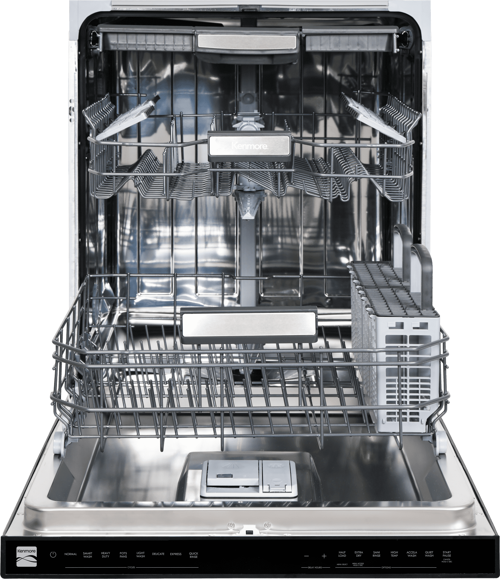 Kenmore 24" Built-in Stainless Steel Tub Dishwasher, EasyFlex 3rd Rack, SmartWash, Energy Star Certified, Black