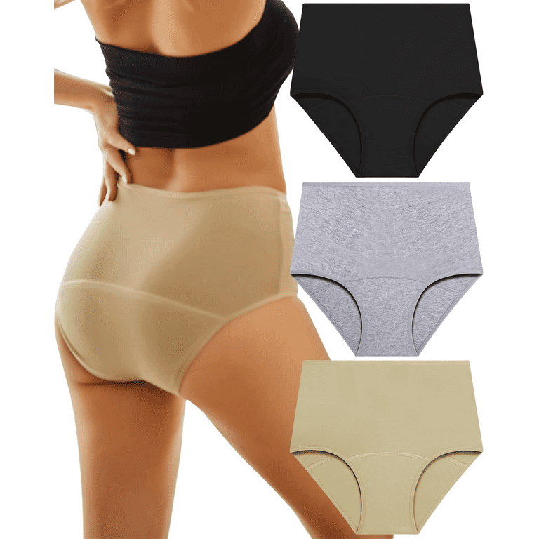 FINETOO 3Pack Period Underwear for Women High Waist Cotton