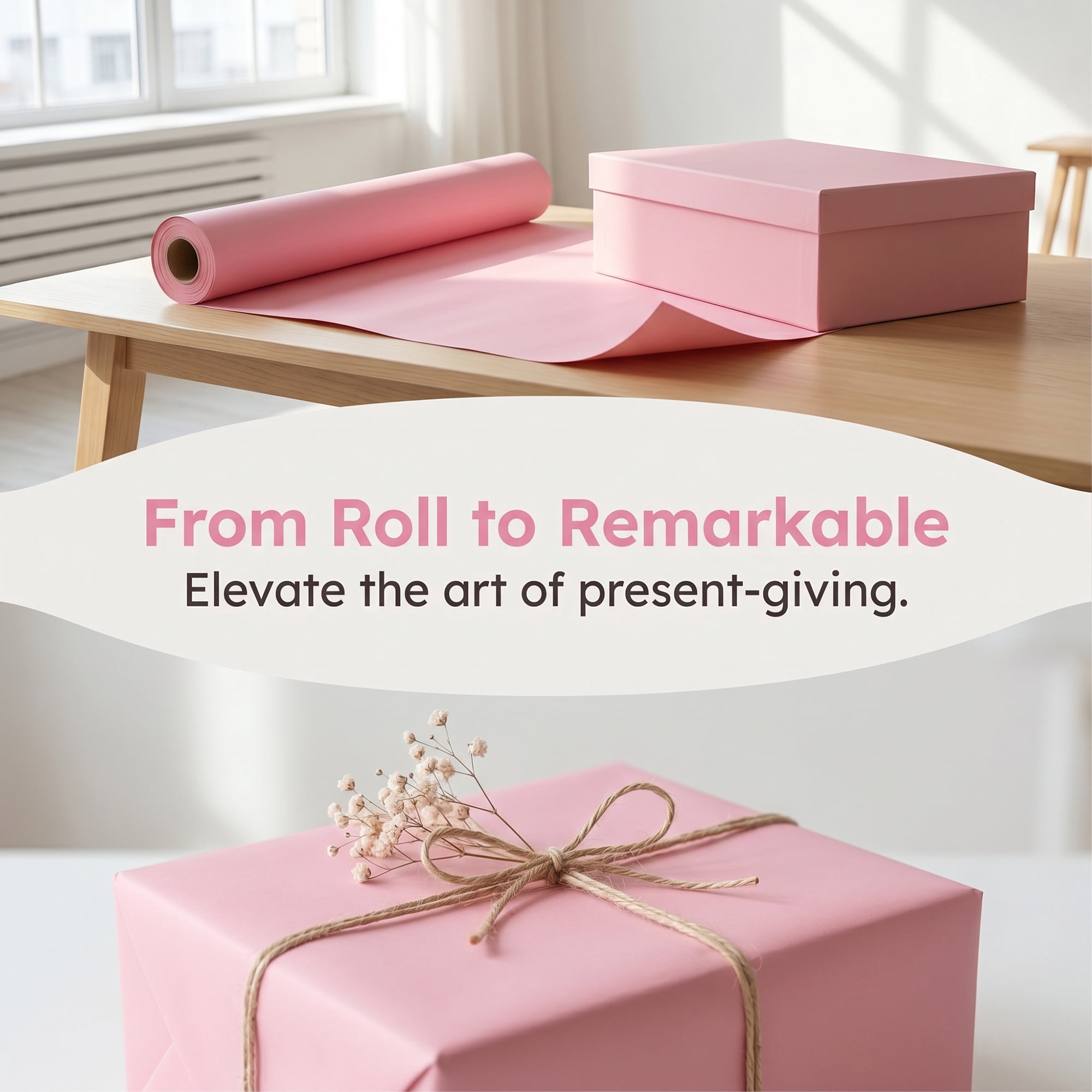 Unique Bargains Thick Gift Wrapping Paper Anti-Tear Giant Matte Sheets Pink 39.4" x 27.6"