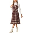 thumbnail image 4 of Vestido Vintage a Cuadros INSPIRE CHIC para Mujeres con Volantes, Sin Mangas, Cintura Ajustable, Vestido Tipo Pinafore A-Line en Rojo y Negro, 4 of 6