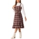 thumbnail image 4 of Vestido Vintage a Cuadros INSPIRE CHIC para Mujeres con Volantes Sin Mangas Cintura Ajustable A-Line Pinafore Overall Vestidos S Rojo Negro, 4 of 6