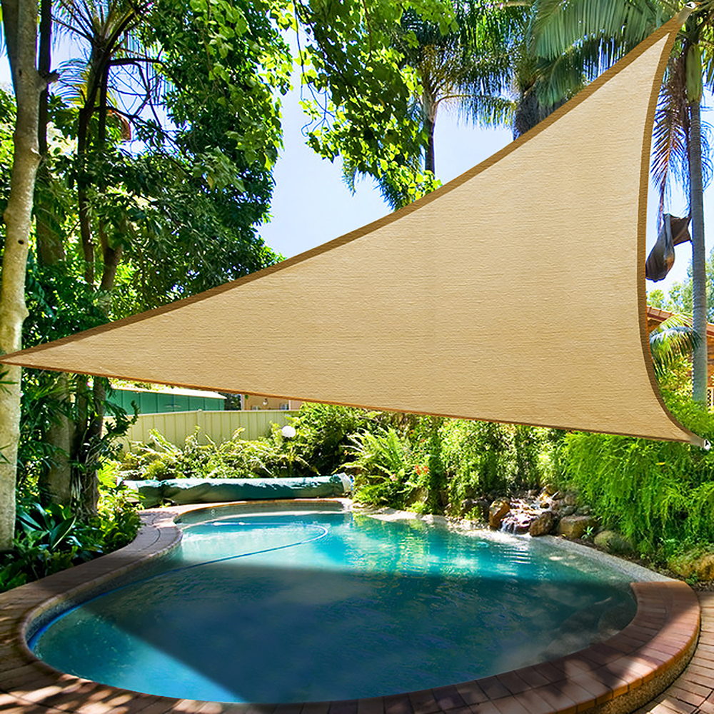 Toyfun Sun Shade Sail Triangular Anti-UV Sun Shade Sail for Outdoor Garden Patio Party Sunscreen Awning Canopy with Ropes Size 4M*4M*4M Blue