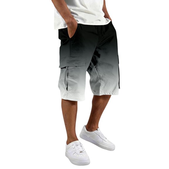 CONZONE Mens Cargo Shorts Gradient Color Straight Leg Cargo Shorts for Men Lightweight Relaxed Fit Outdoor Workout Shorts With Pockets
