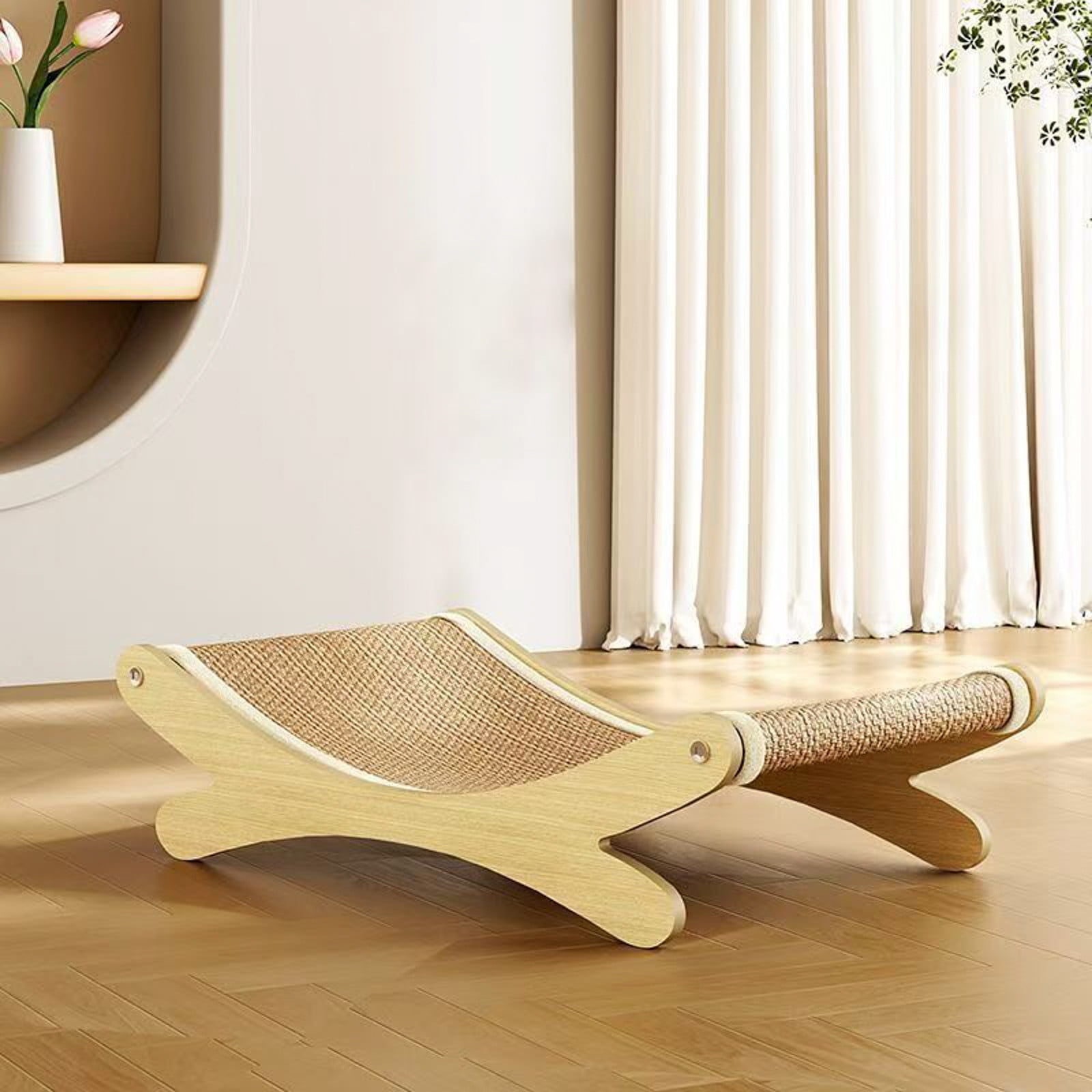 Pet Supplies Elevated Scratch Chair Bed with Beach Lounger and Sisal Mat for Indoor Outdoor Cats and Dogs - Jute Mix Design for Comfort and Play
