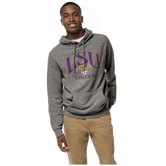 Men's League Collegiate Wear Heather Gray LSU Tigers Heritage Tri-Blend Pullover Hoodie