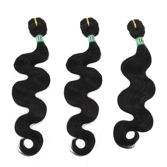 DINHEAROM Hair Bundle Black Chemical Fiber 3Pcs 16.1X2.0X0.8In