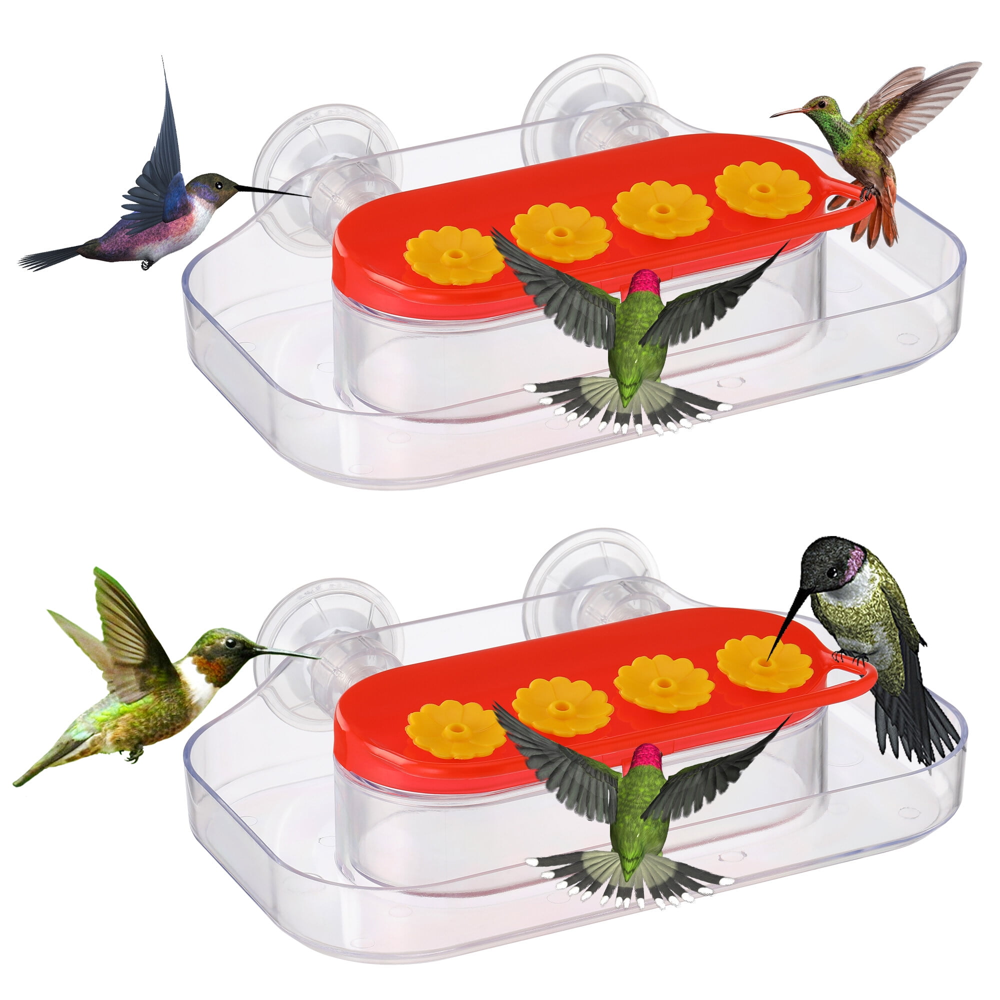Oyajia Window Hummingbird Feeder with 4 Ports, Strong Suction Cups