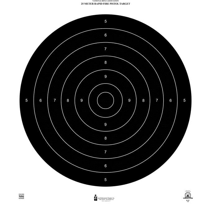 B-8 B8 25-yard Timed and Rapid Fire Pistol Target With Red Center 21 X 24" for sale online 