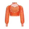thumbnail image 3 of Yeahdor Crop Top de Danse Scintillant en Strass pour Filles, Performance de Scène Jazz Latin Moderne, Orange 6, 3 of 7