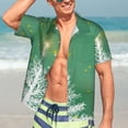 thumbnail image 4 of Uemuo Christmas Green Printed Regular Fit Short Sleeve Casual Hawaiian Shirt for Men,Aloha shirt,Tropical shirt,Floral print shirt,Vacation Beach shirt-X-Large, 4 of 9