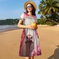 thumbnail image 4 of Easygdp Flower White Cow para Vestido Transpirable de Mujer, Vestido Suelto de Manga Corta con Pliegues y Bolsillos para el Verano, 4 of 6