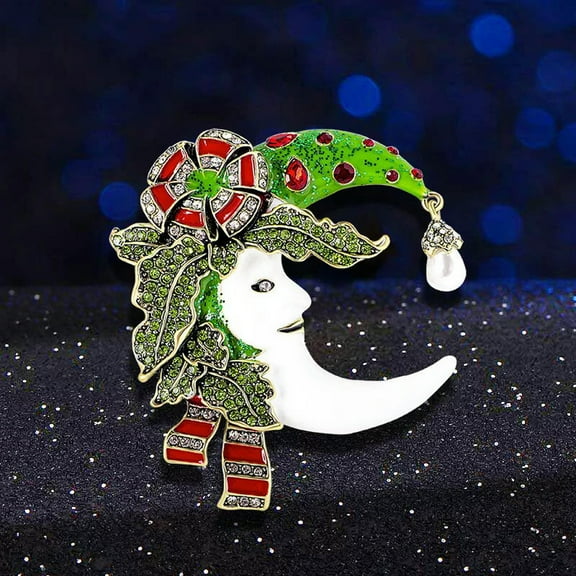 GKNET Vintage Christmas Moon Brooch Corsage Pin Accessory