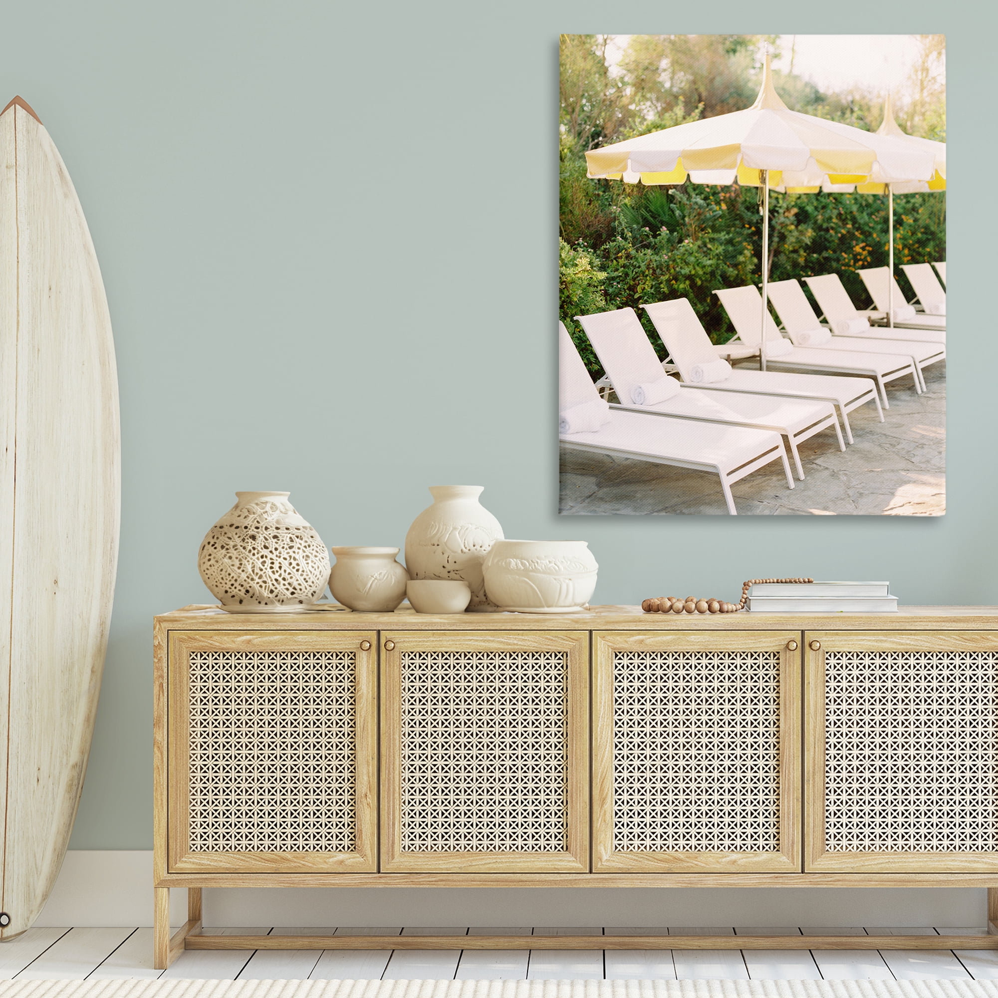 Stupell Industries Summer Pool Chairs Landscape Photography Gallery Wrapped Canvas Art Print Wall Art, 36 x 48