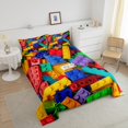thumbnail image 3 of Erosebridal 3D Brick Comforter Set Full, Colorful Construction Bedding, Rainbow Building Blocks Bedding Comforter Sets Funny Geometric Rectangle Duvet Insert, 3 of 5