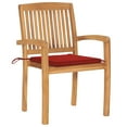 thumbnail image 2 of vidaXL Stacking Garden Chairs with Cushions 6 pcs Solid Teak Wood, 2 of 5