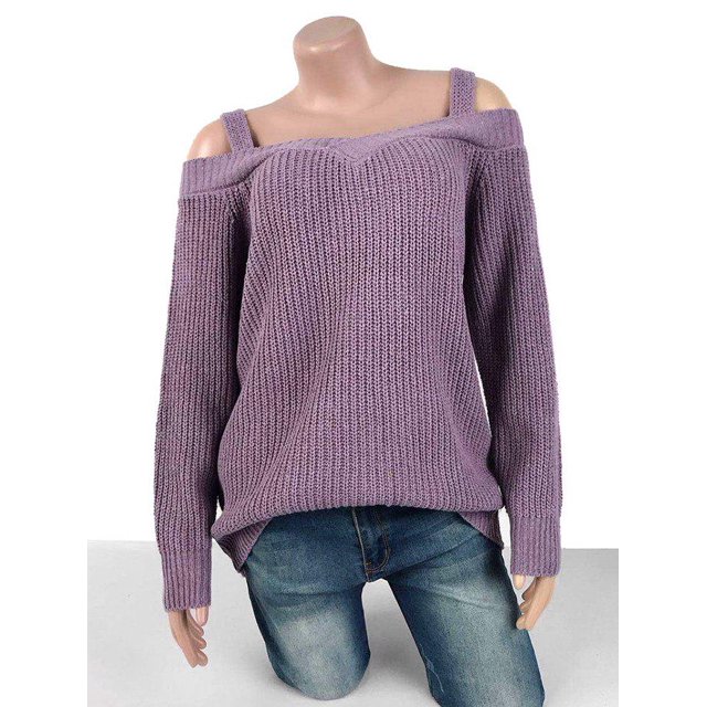 Tamaño más fría hombro grueso suéter Rosegal Blusas Tallas Grandes