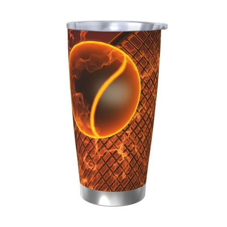 

Gukieu Tennis Racket In Fire Print 20OZ Car Cup Vacuum Stainless Steel Leak-proof Thermos Cup Unisex Suitable for Home Outdoor and Sports-Without Straw