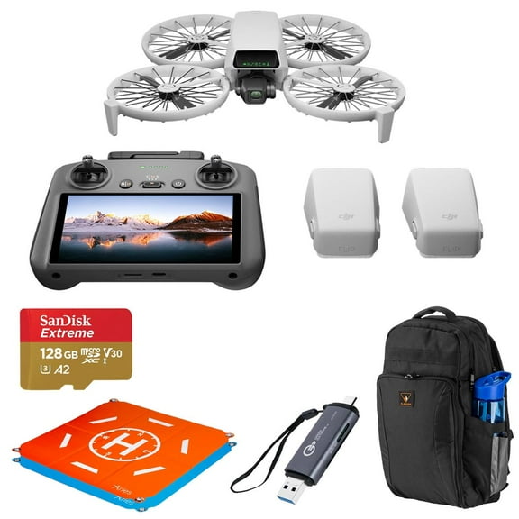 DJI Flip Drone Fly More Combo with RC 2 Remote Controller   Backpack   SD Card   Landing Pad, Card Reader