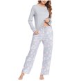 thumbnail image 2 of Leesechin Clearance Women's Round- Neck Pajamas Long Sleeve Household Sets, 2 of 6