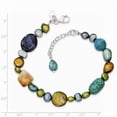 thumbnail image 2 of Sterling Silver Citrine Lapis Dyed Howlite Blue Jade/ Freshwater Cultured Pearl Bracelet - 7.5 Inch - Measures 22mm Wide, 2 of 2