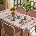 thumbnail image 3 of Butterfly Flower Table Cloths for 6 Foot Rectangle Tables, Farmhouse Country Pink Floral on Linen Patio Waterproof Elastic Fitted Tablecloths, Washable Rectangular Table Cover for Camping, 3 of 8