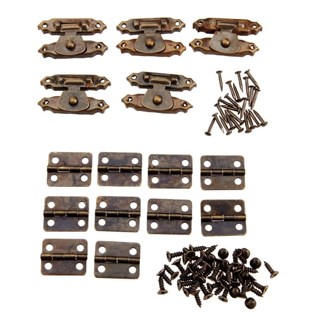 15 Pcs Antique Cabinet Hinge Wooden Box Hinge Hasp Latch Furniture Hardware