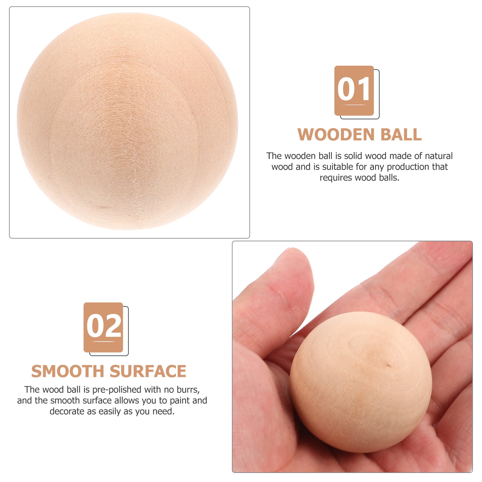 Masteelf  10 Pcs Wooden Ball Dodgeball Pickleball Dryer Balls Travel Child Khaki