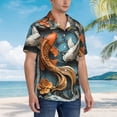 thumbnail image 3 of Balery Colorful Koi Fish Art Camisas hawaianas de manga corta para hombre, camisas playeras de corte holgado, camisas de vacaciones con botones,X-Large, 3 of 7
