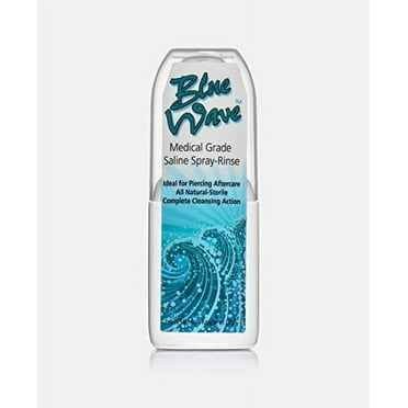 Tattoo Goo Blue Wave Saline Cleansing Solution Natural, Medical Grade Sterile Aftercare Spray & Rinse For Piercings - Safely Clean, Disinfect & Heal with Sodium Chloride 99.9% - 2 oz