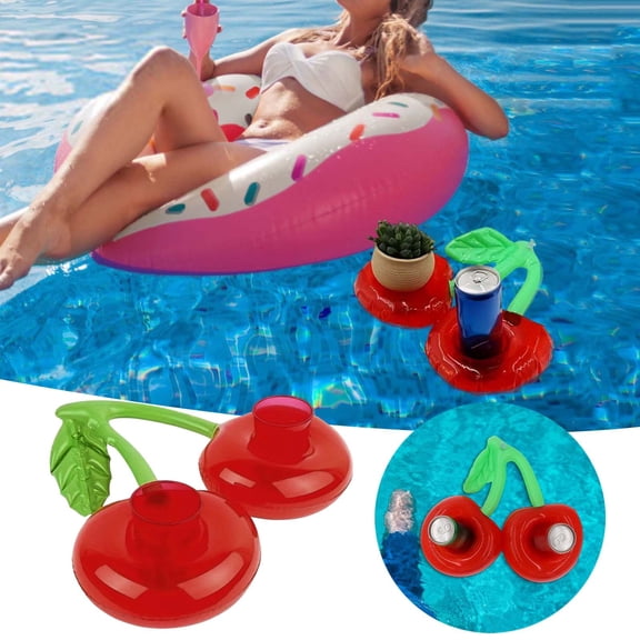 Double Cherry Design Inflatable Floating Drink Holder for Swimming Pool Party Accessories and Summer