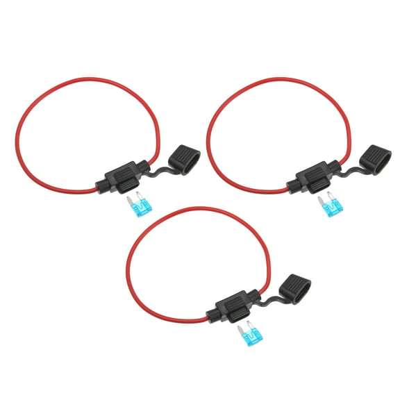 Unique Bargains 3 Set DC 12V 16 Gauge Car in Line ATC Blade Style Inline Mini Fuse Holder with 15A Mini Fuse Black